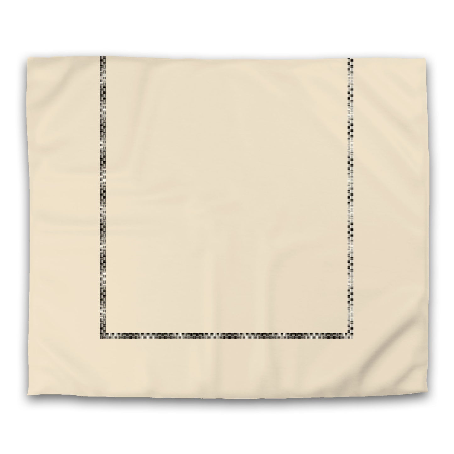 Beige Cotton Sateen Duvet Cover, Black Double Weave Motif Print, Classic Border, CSDU-1015-143, King - 269 x  234 cm / 106 x 92 inches