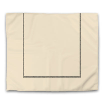 Beige Cotton Sateen Duvet Cover, Black Double Weave Motif Print, Classic Border, CSDU-1015-143, King - 269 x  234 cm / 106 x 92 inches