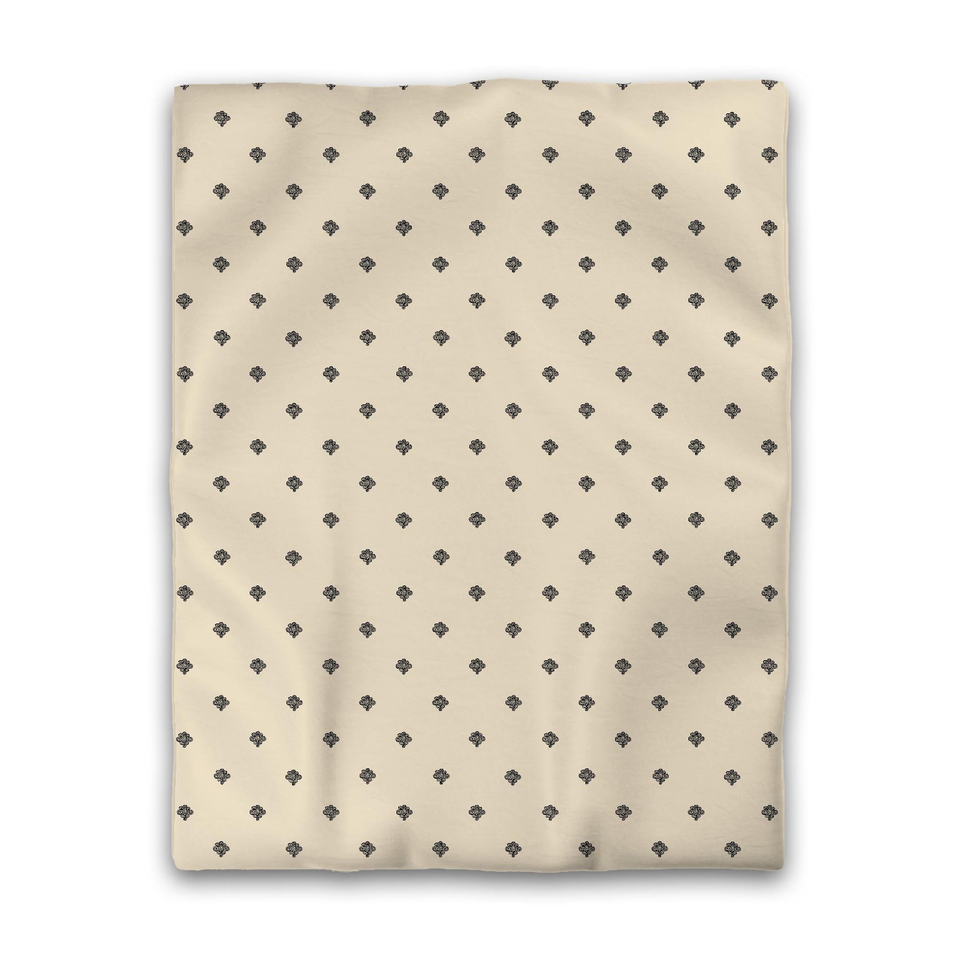 Beige Cotton Sateen Duvet Cover, Black Hand-painted Swizzle Motif Print, CSDU-1015-171, Twin - 178 x 229 cm / 70 x 90 inches