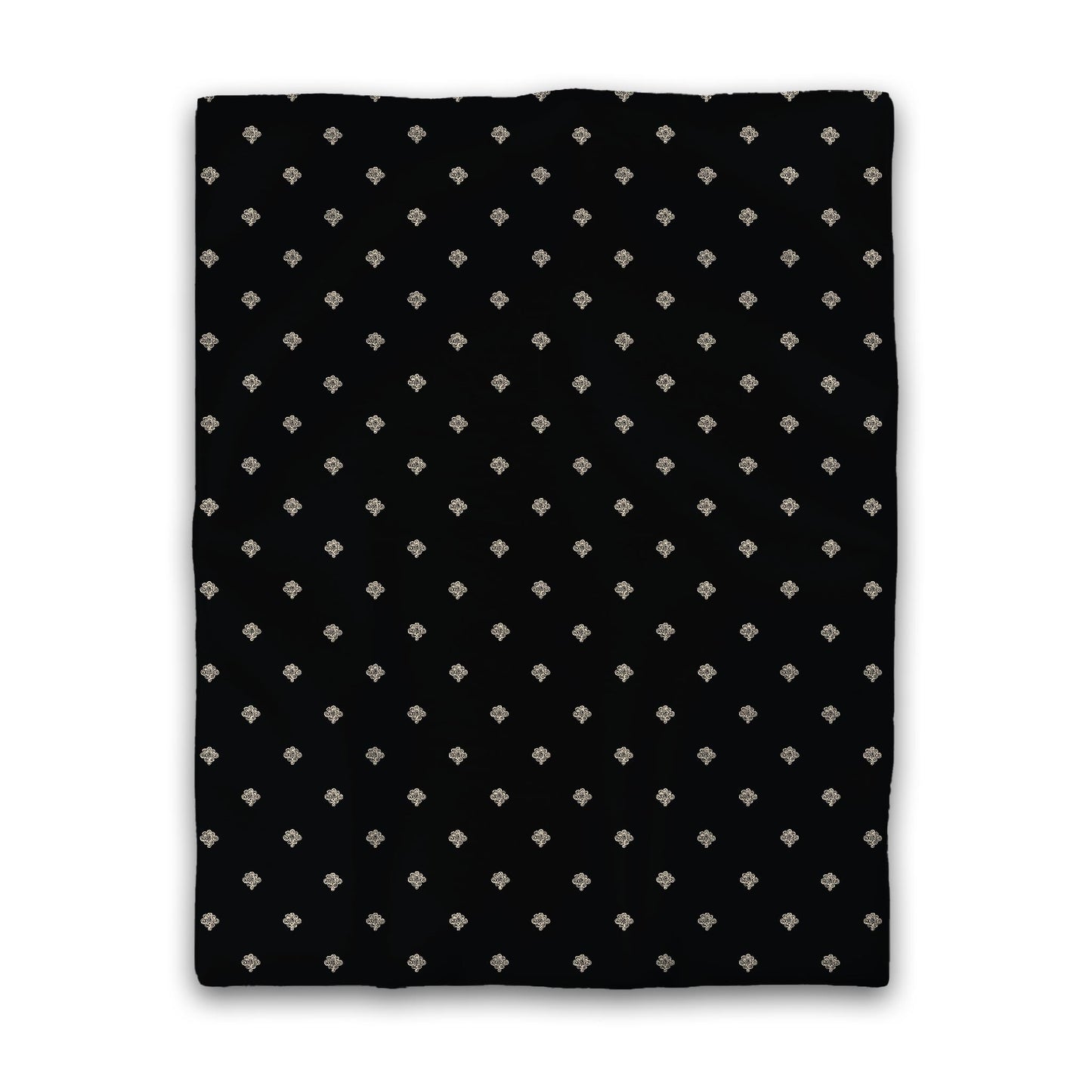 Black Cotton Sateen Duvet Cover, Beige Hand-painted Swizzle Motif Print, CSDU-1015-172, Twin - 178 x 229 cm / 70 x 90 inches