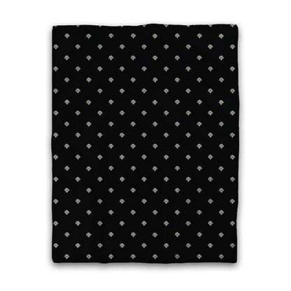 Black Cotton Sateen Duvet Cover, Beige Hand-painted Swizzle Motif Print, CSDU-1015-172, Twin - 178 x 229 cm / 70 x 90 inches