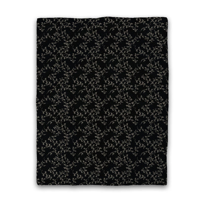 Black Cotton Sateen Duvet Cover, Beige Hand-painted Vine Print, CSDU-1015-182, Twin - 178 x 229 cm / 70 x 90 inches