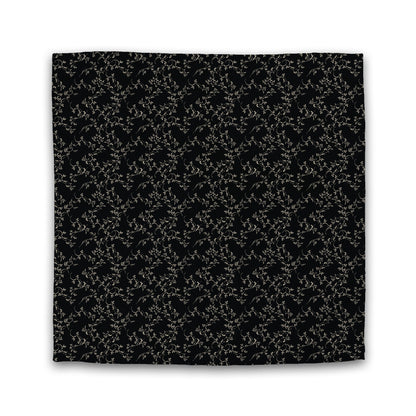 Black Cotton Sateen Duvet Cover, Beige Hand-painted Vine Print | CSDU-1015-182