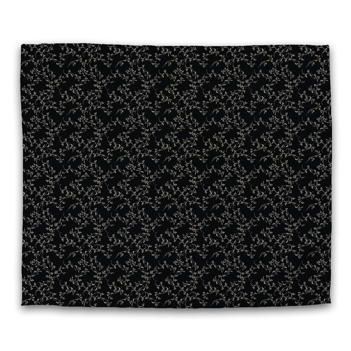 Black Cotton Sateen Duvet Cover, Beige Hand-painted Vine Print, CSDU-1015-182, King - 269 x  234 cm / 106 x 92 inches