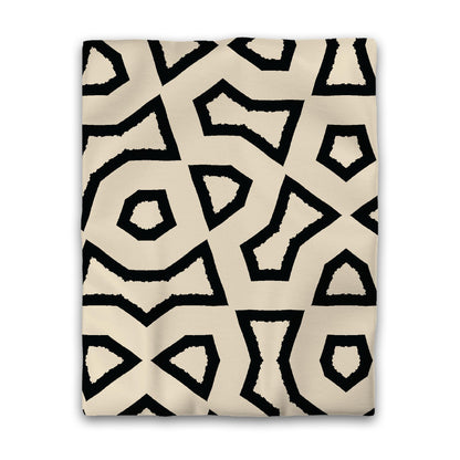 Beige Cotton Sateen Duvet Cover, Bold Black Graphic, CSDU-1015-391, Twin - 178 x 229 cm / 70 x 90 inches