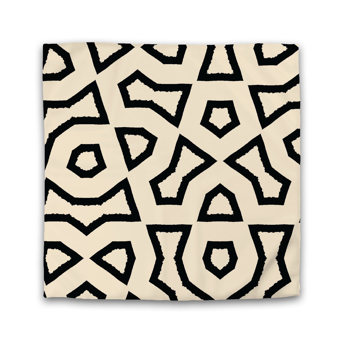 Beige Cotton Sateen Duvet Cover, Bold Black Graphic | CSDU-1015-391