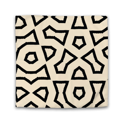 Beige Cotton Sateen Duvet Cover, Bold Black Graphic | CSDU-1015-391