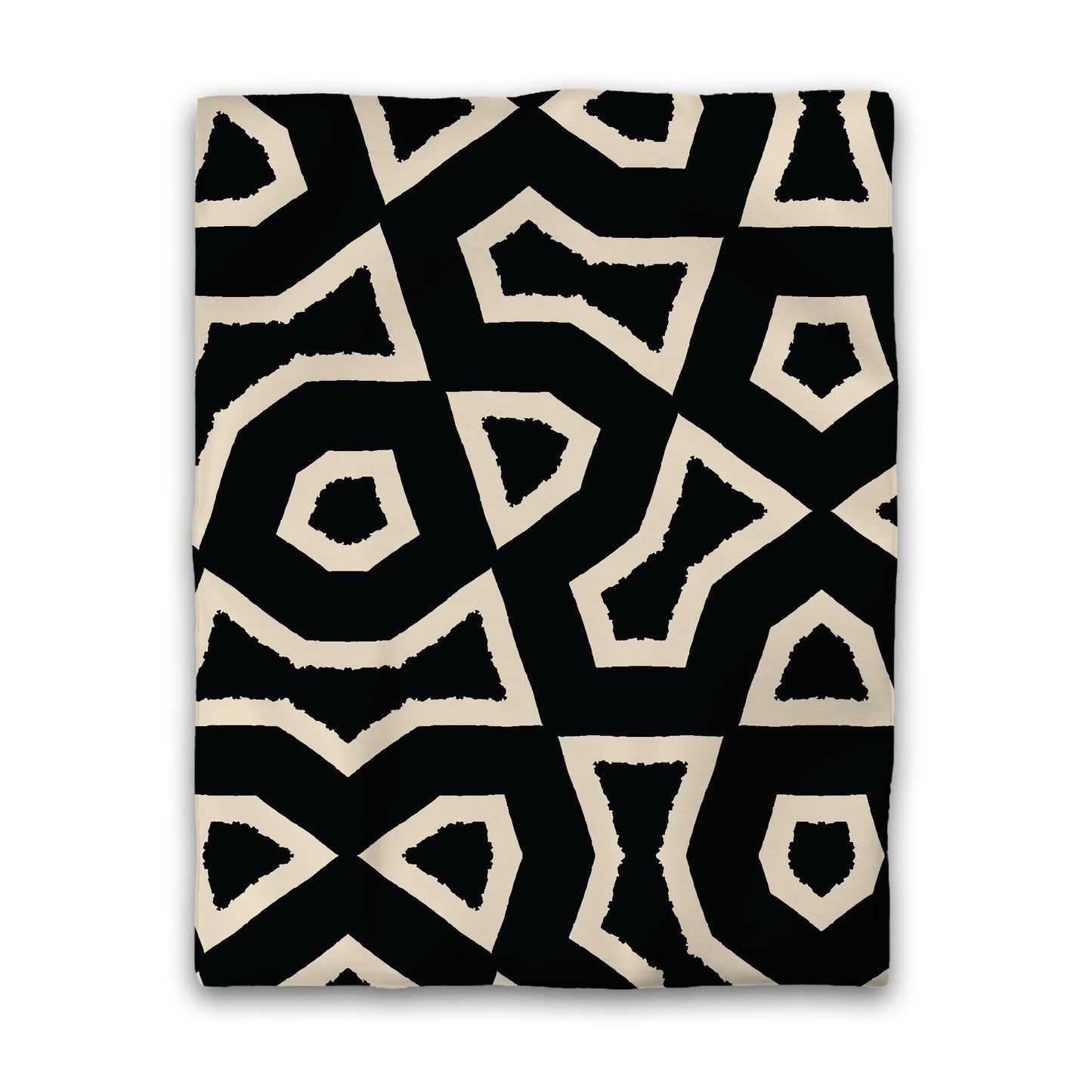 Black Cotton Sateen Duvet Cover, Bold Beige Graphic, CSDU-1015-392, Twin - 178 x 229 cm / 70 x 90 inches