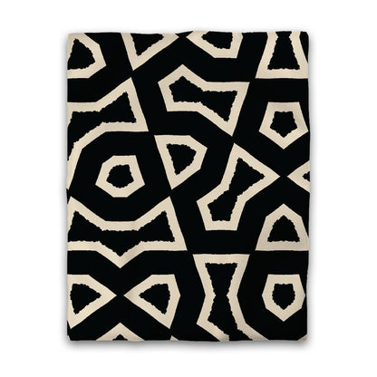 Black Cotton Sateen Duvet Cover, Bold Beige Graphic, CSDU-1015-392, Twin - 178 x 229 cm / 70 x 90 inches