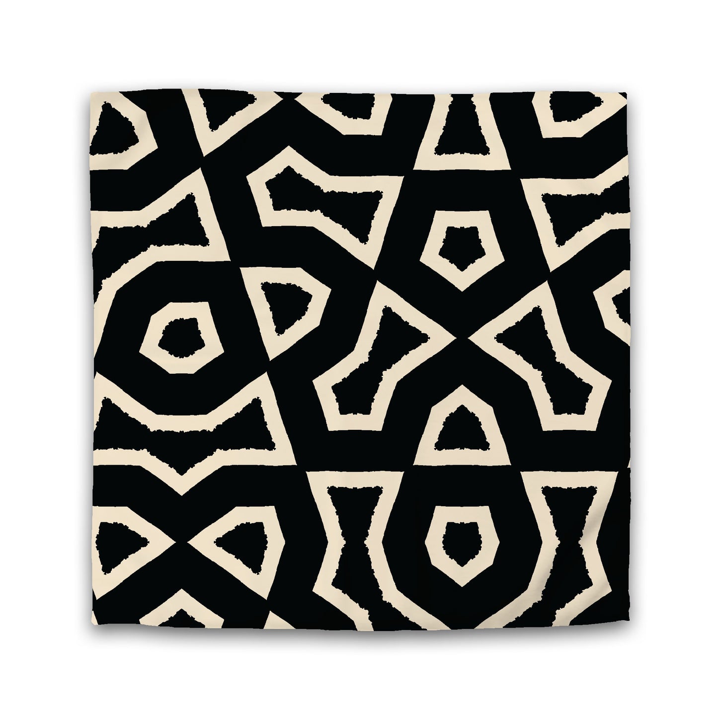 Black Cotton Sateen Duvet Cover, Bold Beige Graphic | CSDU-1015-392