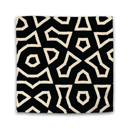 Black Cotton Sateen Duvet Cover, Bold Beige Graphic | CSDU-1015-392