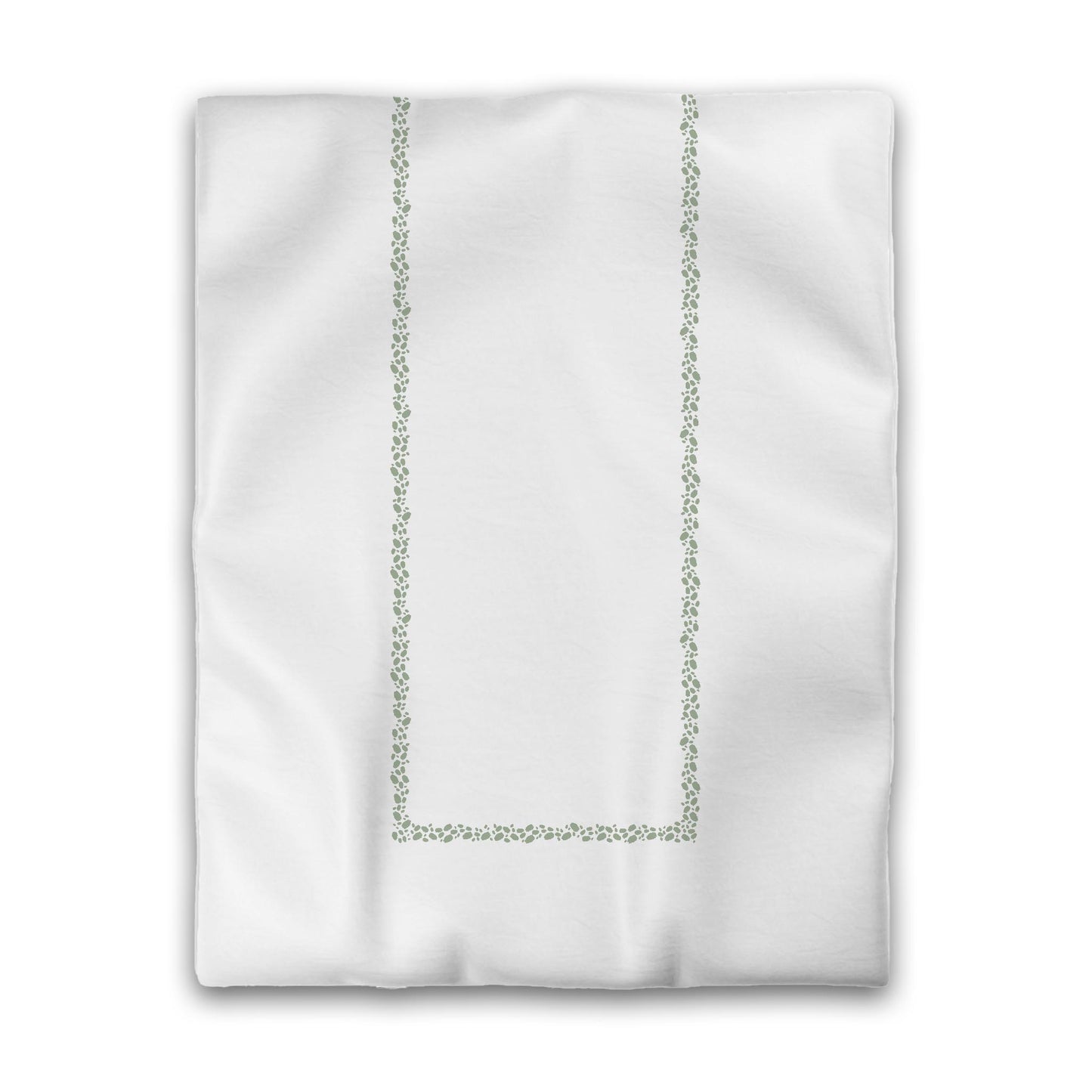 Off-white Cotton Sateen Duvet Cover, Green Hand-painted Dab Motif Print, Classic Border, CSDU-1052-091, Twin - 178 x 229 cm / 70 x 90 inches