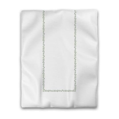 Off-white Cotton Sateen Duvet Cover, Green Hand-painted Dab Motif Print, Classic Border, CSDU-1052-091, Twin - 178 x 229 cm / 70 x 90 inches