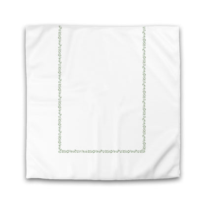 Off-white Cotton Sateen Duvet Cover, Green Hand-painted Dab Motif Print, Classic Border | CSDU-1052-091
