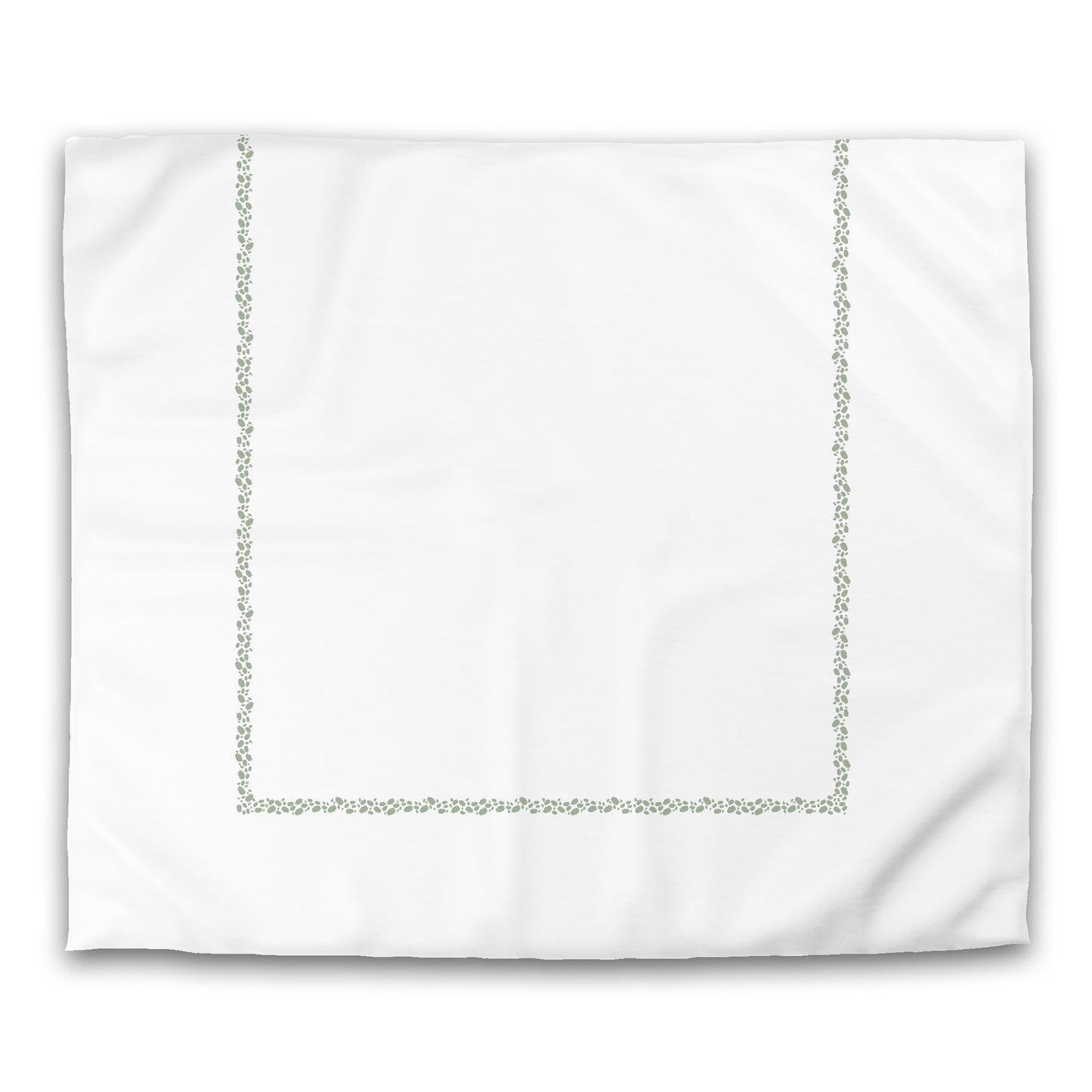 Off-white Cotton Sateen Duvet Cover, Green Hand-painted Dab Motif Print, Classic Border, CSDU-1052-091, King - 269 x  234 cm / 106 x 92 inches