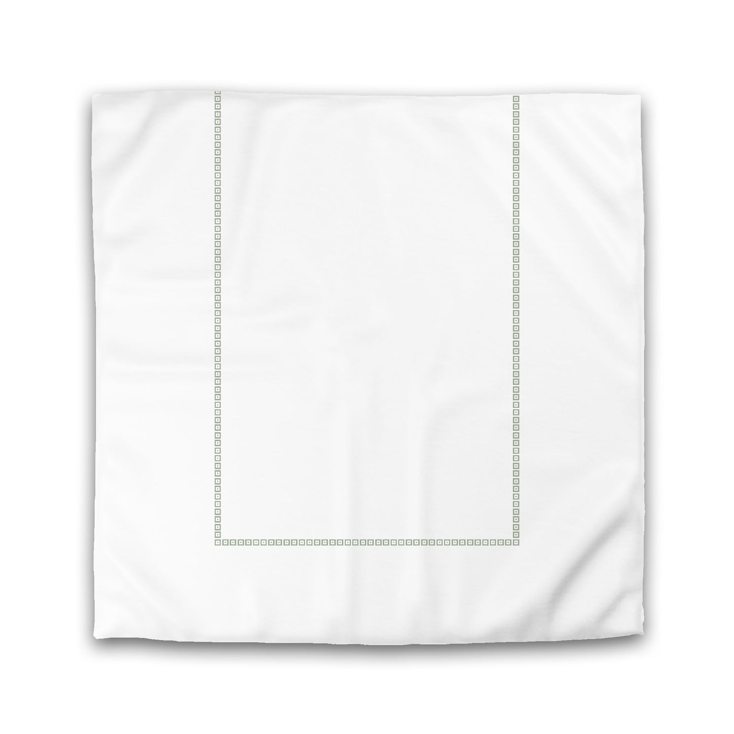 Off-white Cotton Sateen Duvet Cover, Green Repeating Square Motif Print, Classic Border | CSDU-1052-121