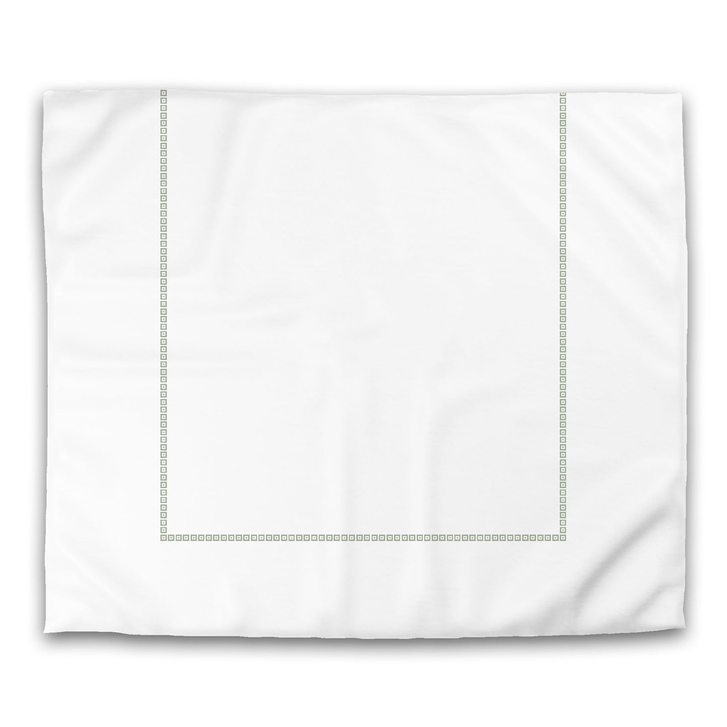 Off-white Cotton Sateen Duvet Cover, Green Repeating Square Motif Print, Classic Border, CSDU-1052-121, King - 269 x  234 cm / 106 x 92 inches