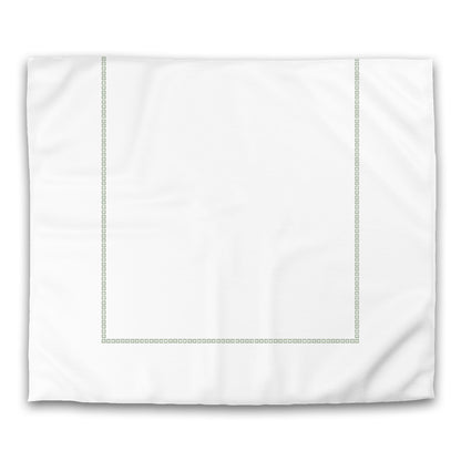 Off-white Cotton Sateen Duvet Cover, Green Repeating Square Motif Print, Classic Border, CSDU-1052-121, King - 269 x  234 cm / 106 x 92 inches