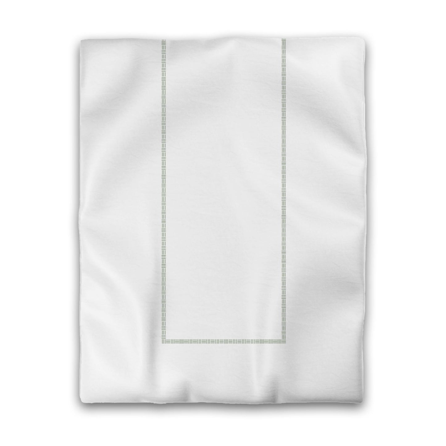 Off-white Cotton Sateen Duvet Cover, Green Single Weave Motif Print, Classic Border, CSDU-1052-141, Twin - 178 x 229 cm / 70 x 90 inches