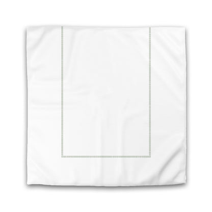 Off-white Cotton Sateen Duvet Cover, Green Single Weave Motif Print, Classic Border | CSDU-1052-141