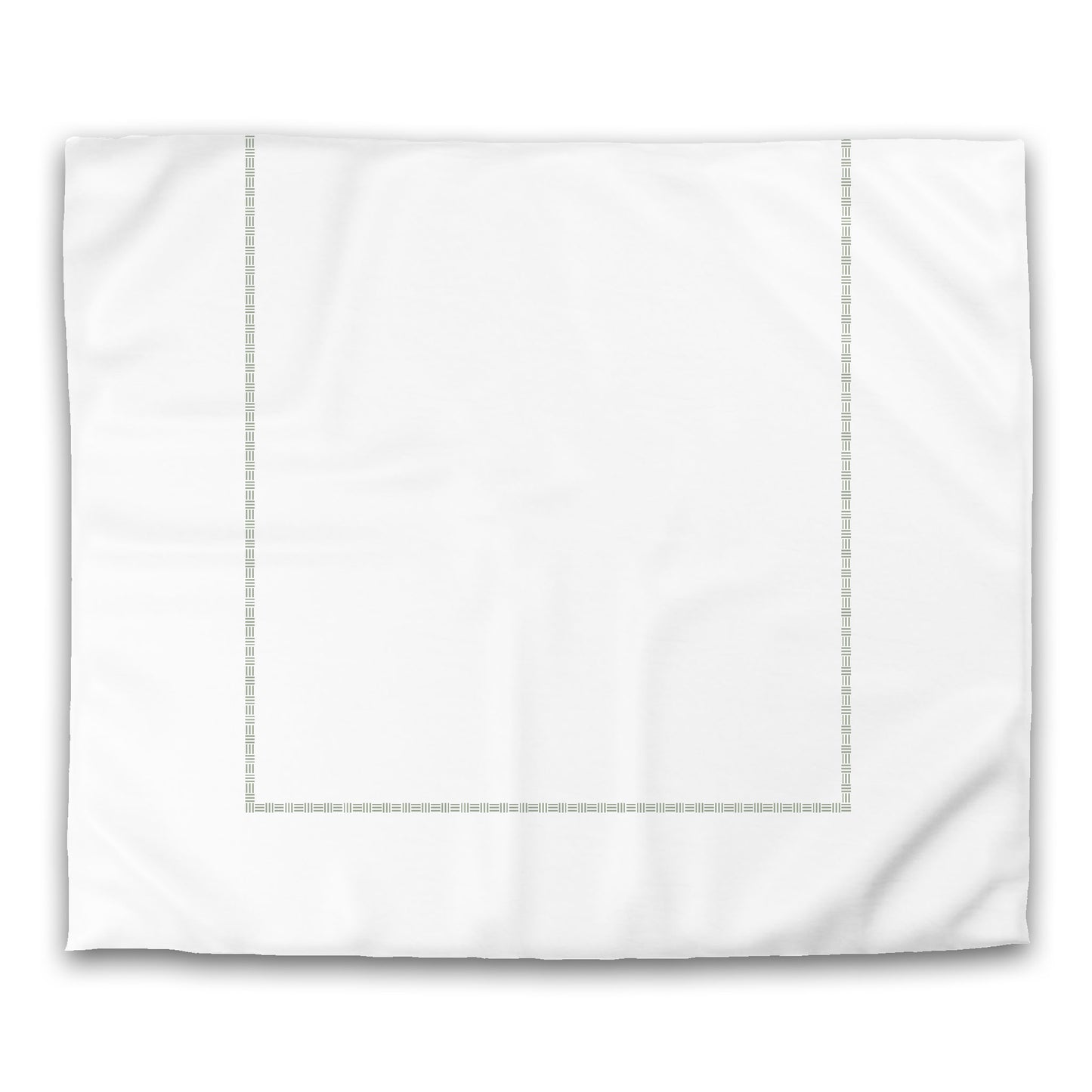 Off-white Cotton Sateen Duvet Cover, Green Single Weave Motif Print, Classic Border, CSDU-1052-141, King - 269 x  234 cm / 106 x 92 inches