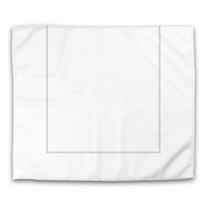 Off-white Cotton Sateen Duvet Cover, Green Single Weave Motif Print, Classic Border, CSDU-1052-141, King - 269 x  234 cm / 106 x 92 inches
