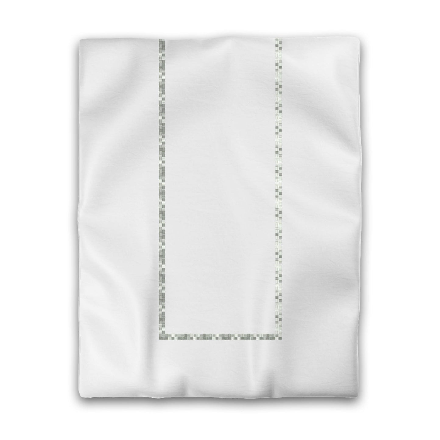 Off-white Cotton Sateen Duvet Cover, Green Double Weave Motif Print, Classic Border, CSDU-1052-143, Twin - 178 x 229 cm / 70 x 90 inches