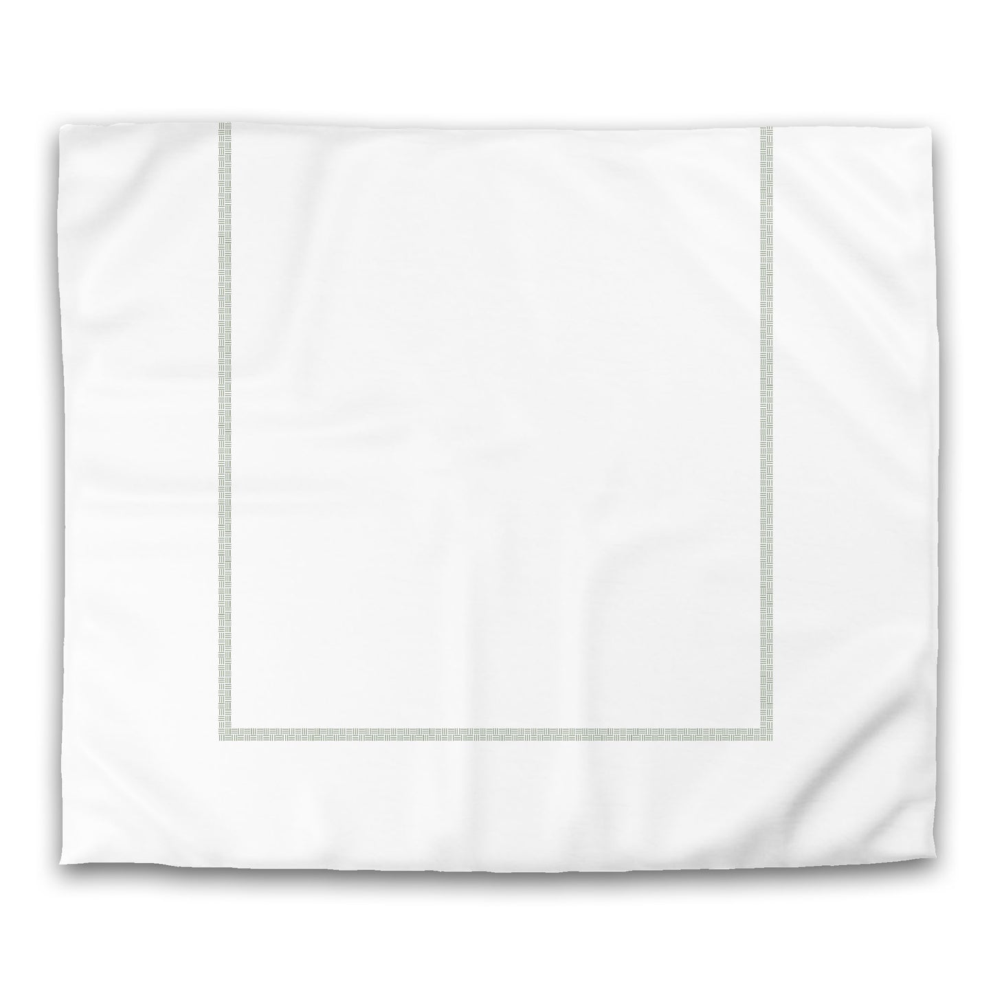 Off-white Cotton Sateen Duvet Cover, Green Double Weave Motif Print, Classic Border, CSDU-1052-143, King - 269 x  234 cm / 106 x 92 inches