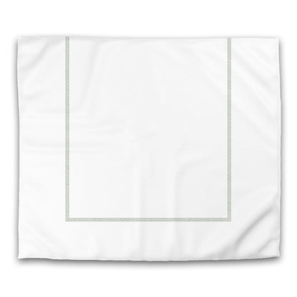 Off-white Cotton Sateen Duvet Cover, Green Double Weave Motif Print, Classic Border, CSDU-1052-143, King - 269 x  234 cm / 106 x 92 inches