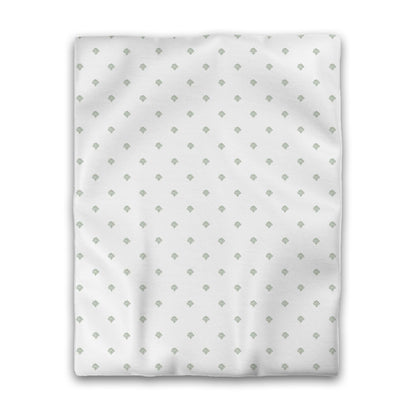Off-white Cotton Sateen Duvet Cover, Green Hand-painted Swizzle Motif Print, CSDU-1052-171, Twin - 178 x 229 cm / 70 x 90 inches