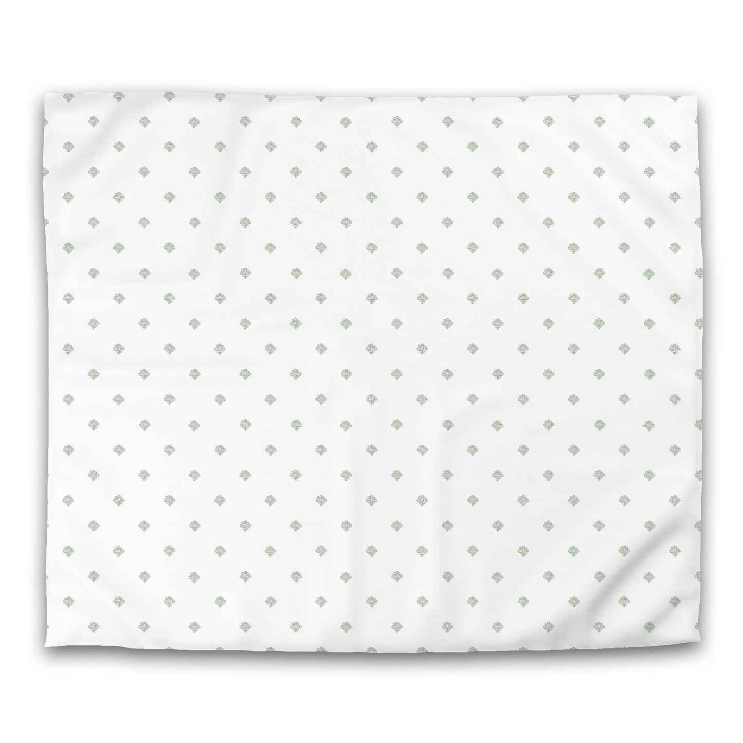 Off-white Cotton Sateen Duvet Cover, Green Hand-painted Swizzle Motif Print, CSDU-1052-171, King - 269 x  234 cm / 106 x 92 inches