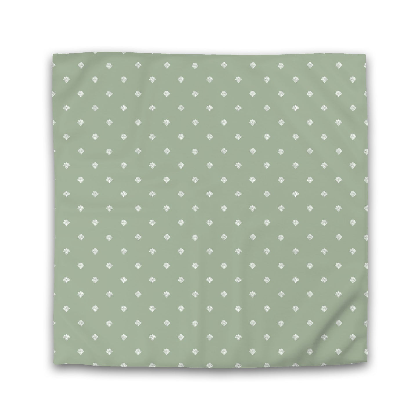Green Cotton Sateen Duvet Cover, Off-white Hand-painted Swizzle Motif Print | CSDU-1052-172