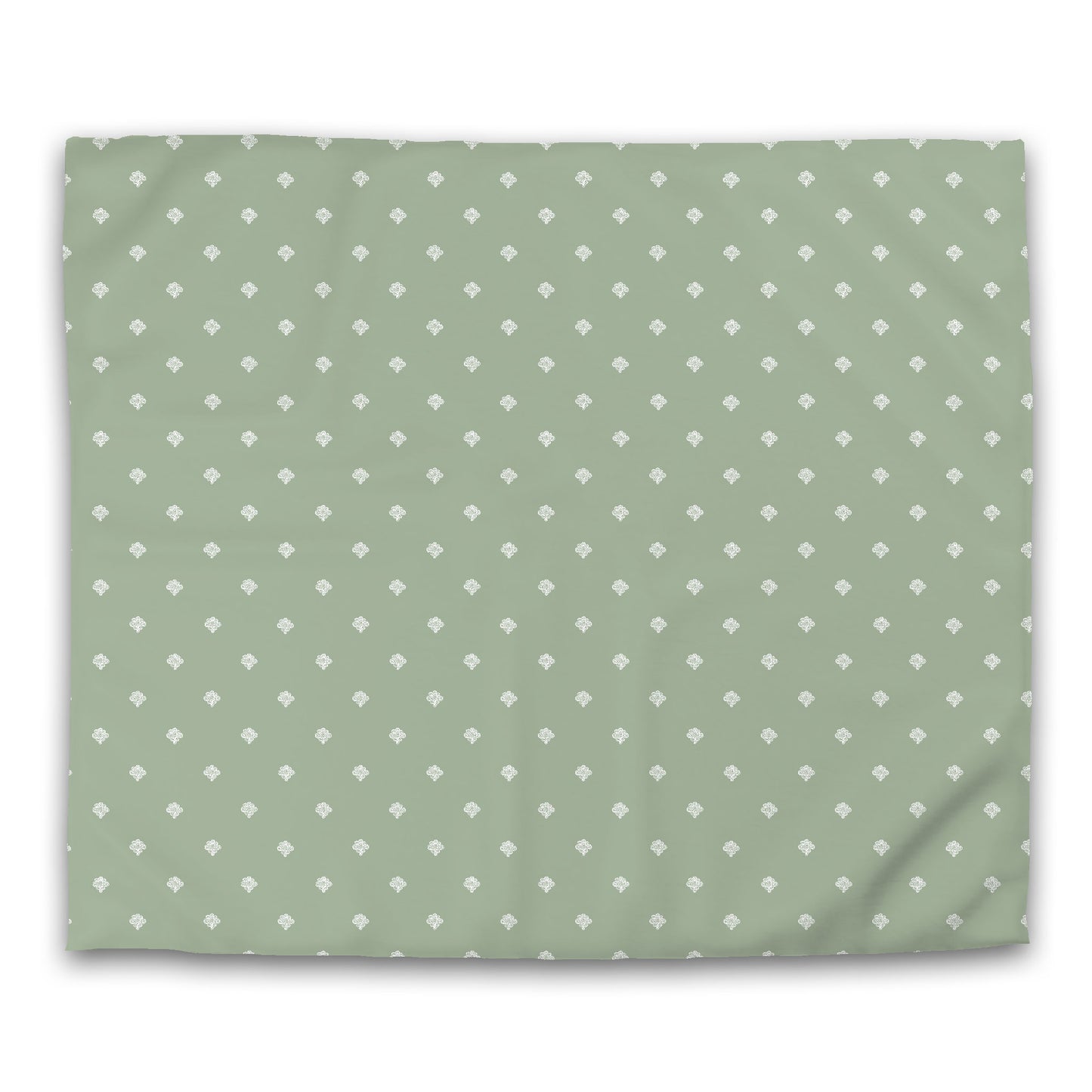 Green Cotton Sateen Duvet Cover, Off-white Hand-painted Swizzle Motif Print, CSDU-1052-172, King - 269 x  234 cm / 106 x 92 inches