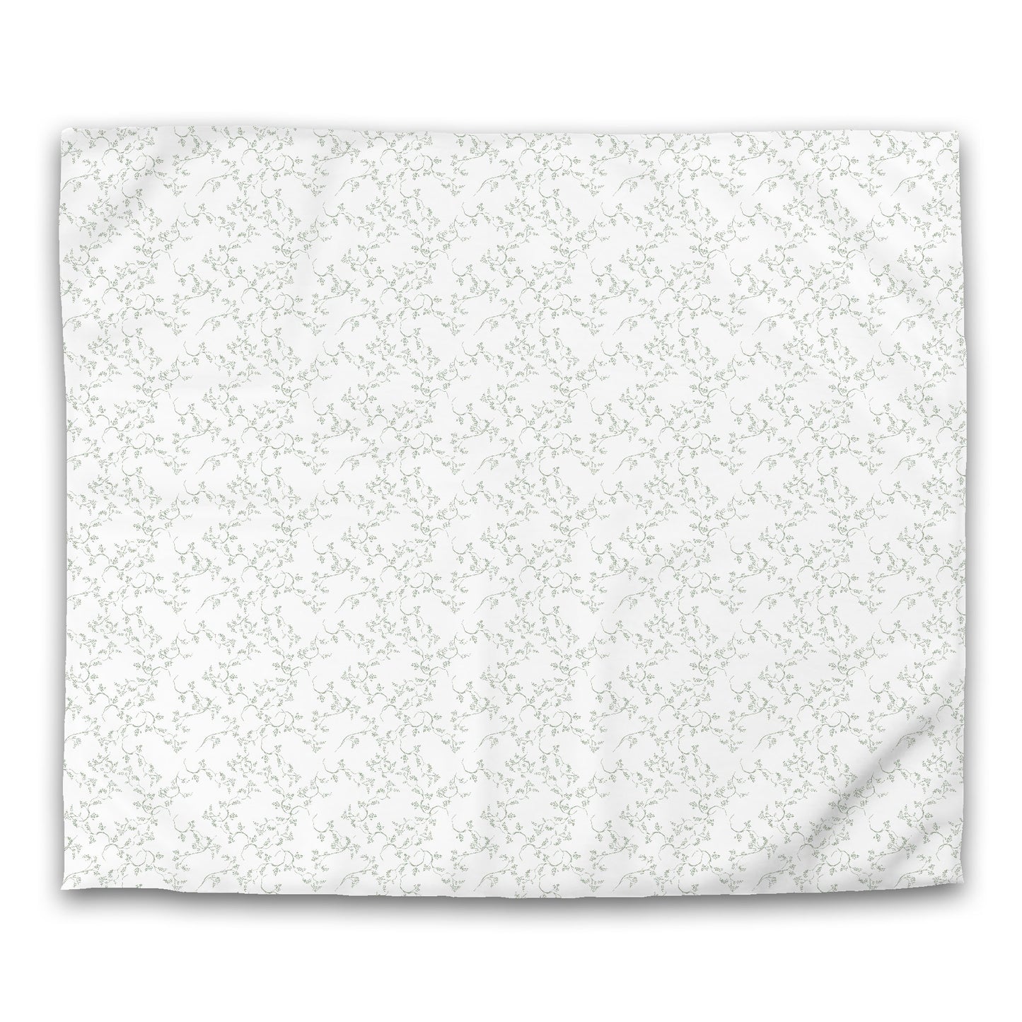 Off-white Cotton Sateen Duvet Cover, Green Hand-painted Vine Print, CSDU-1052-181, King - 269 x  234 cm / 106 x 92 inches