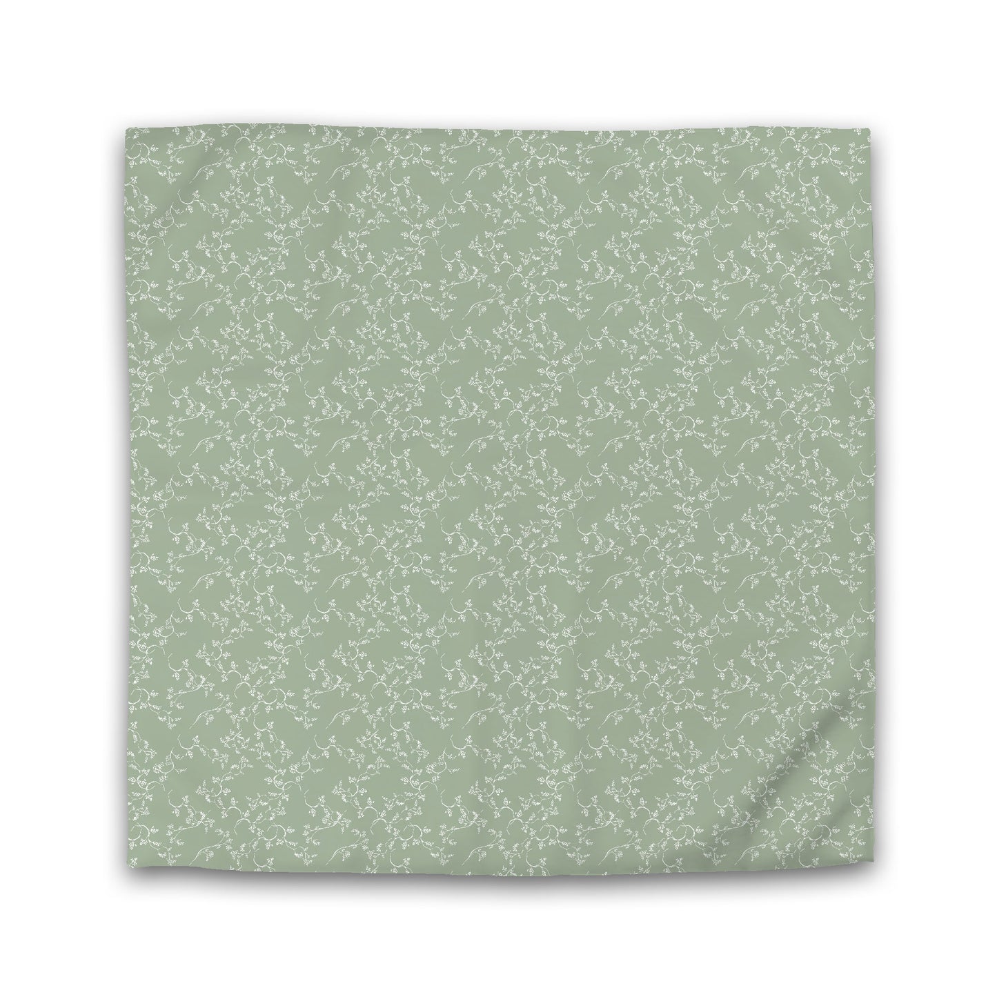 Green Cotton Sateen Duvet Cover, Off-white Hand-painted Vine Print | CSDU-1052-182