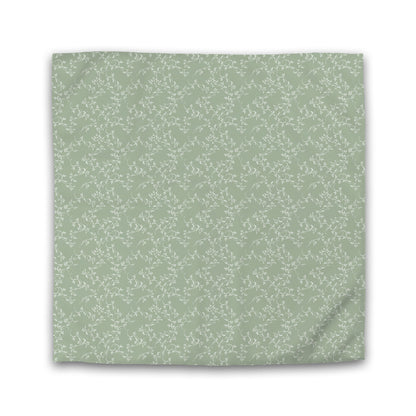 Green Cotton Sateen Duvet Cover, Off-white Hand-painted Vine Print | CSDU-1052-182