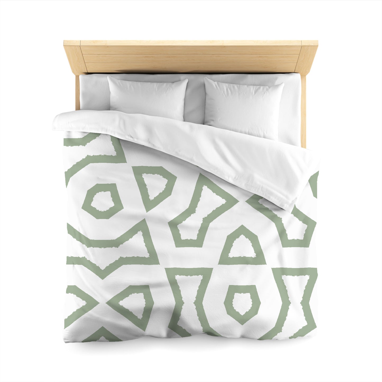 Off-white Cotton Sateen Duvet Cover, Bold Green Graphic, CSDU-1052-391, Queen - 229 x 229 cm / 90 x 90 inches