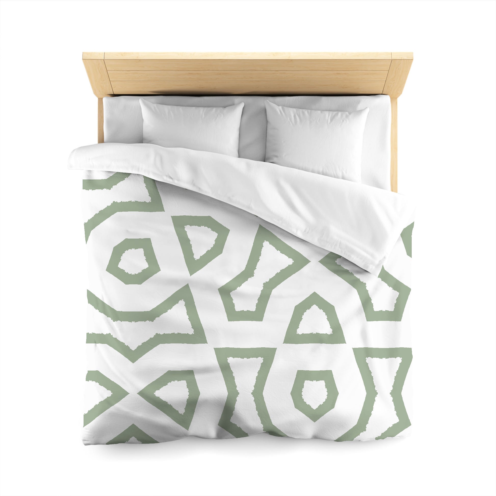 Off-white Cotton Sateen Duvet Cover, Bold Green Graphic, CSDU-1052-391, Queen - 229 x 229 cm / 90 x 90 inches