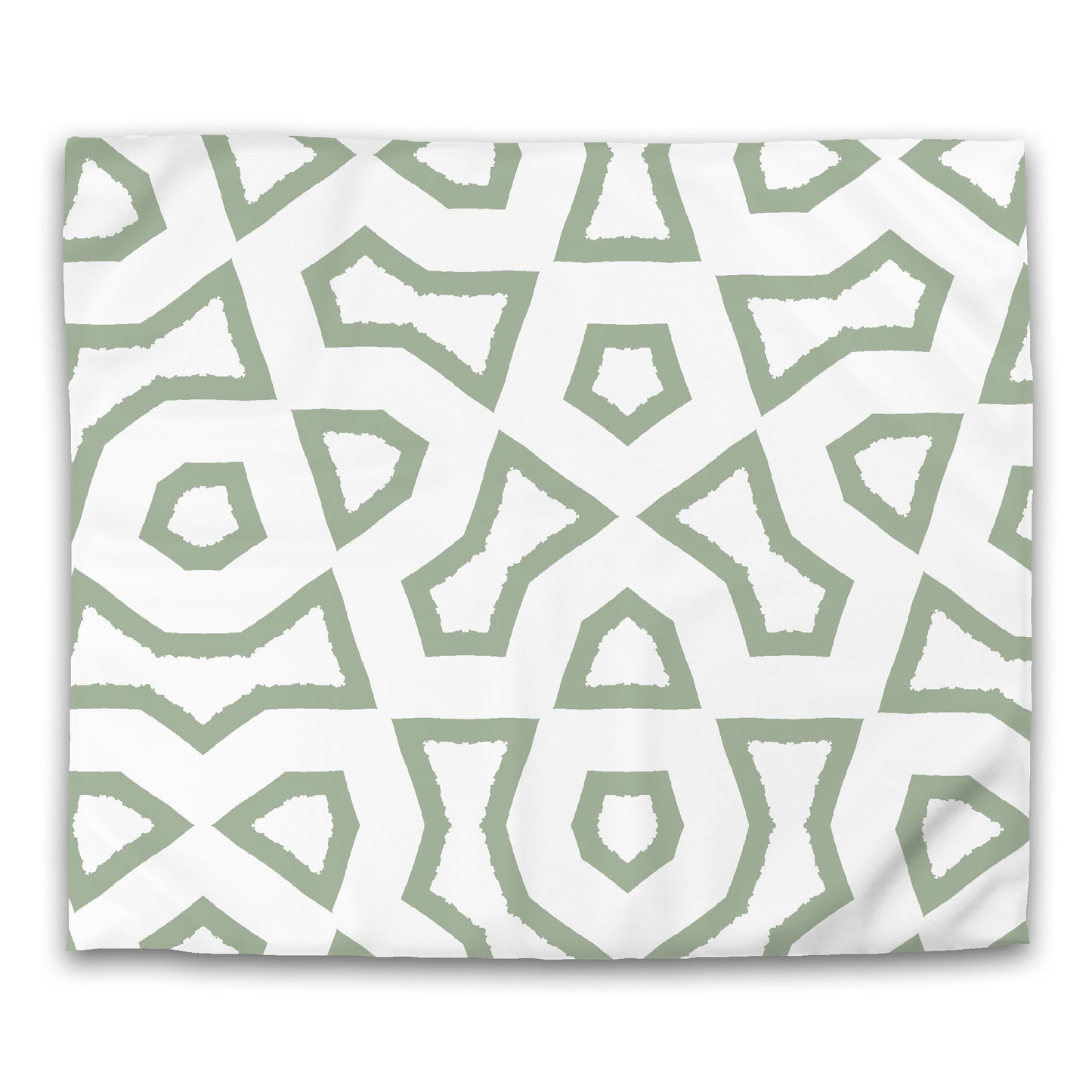 Off-white Cotton Sateen Duvet Cover, Bold Green Graphic, CSDU-1052-391, King - 269 x  234 cm / 106 x 92 inches