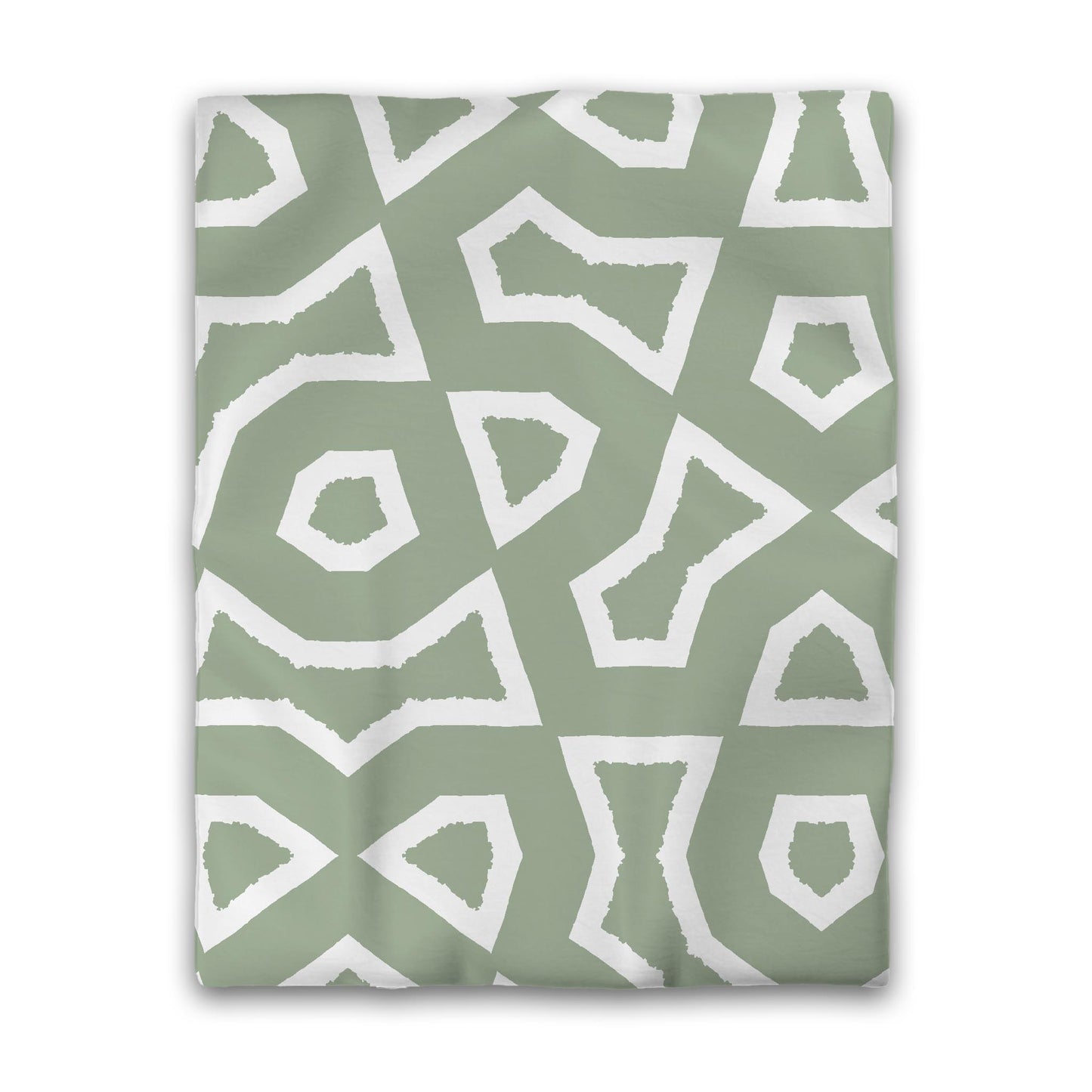 Green Cotton Sateen Duvet Cover, Bold Off-white Graphic, CSDU-1052-392, Twin - 178 x 229 cm / 70 x 90 inches