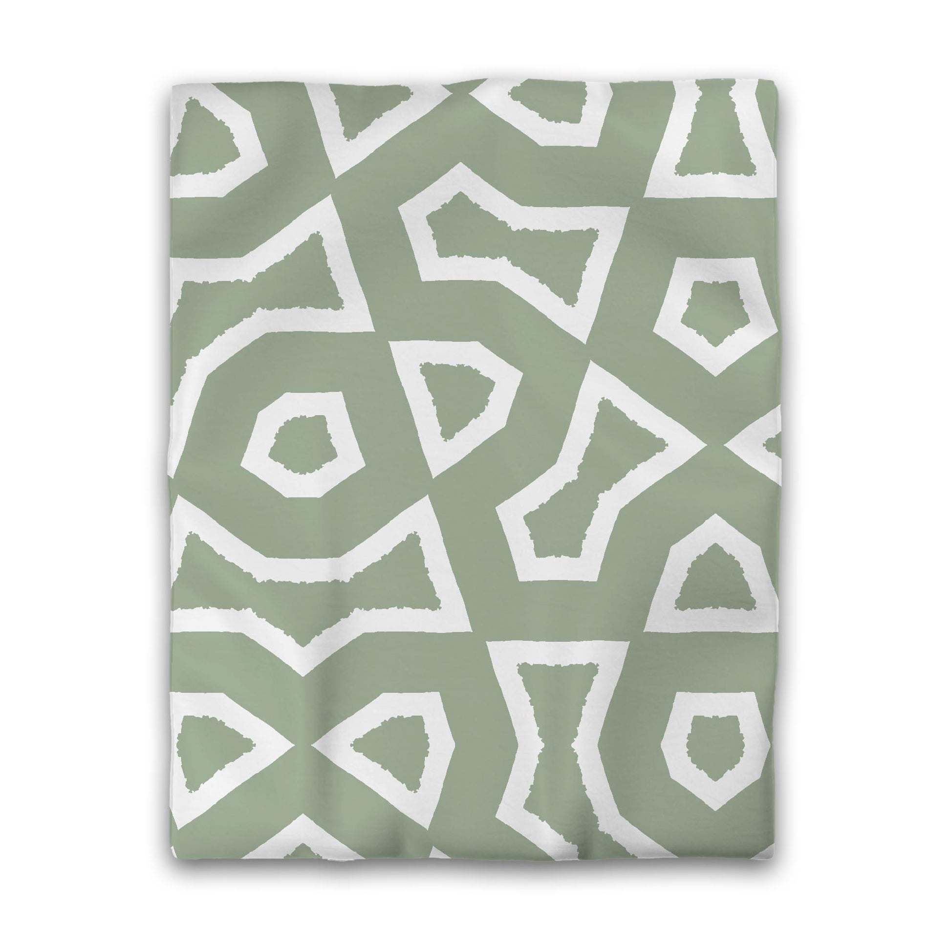 Green Cotton Sateen Duvet Cover, Bold Off-white Graphic, CSDU-1052-392, Twin - 178 x 229 cm / 70 x 90 inches