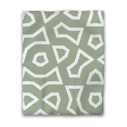 Green Cotton Sateen Duvet Cover, Bold Off-white Graphic, CSDU-1052-392, Twin - 178 x 229 cm / 70 x 90 inches