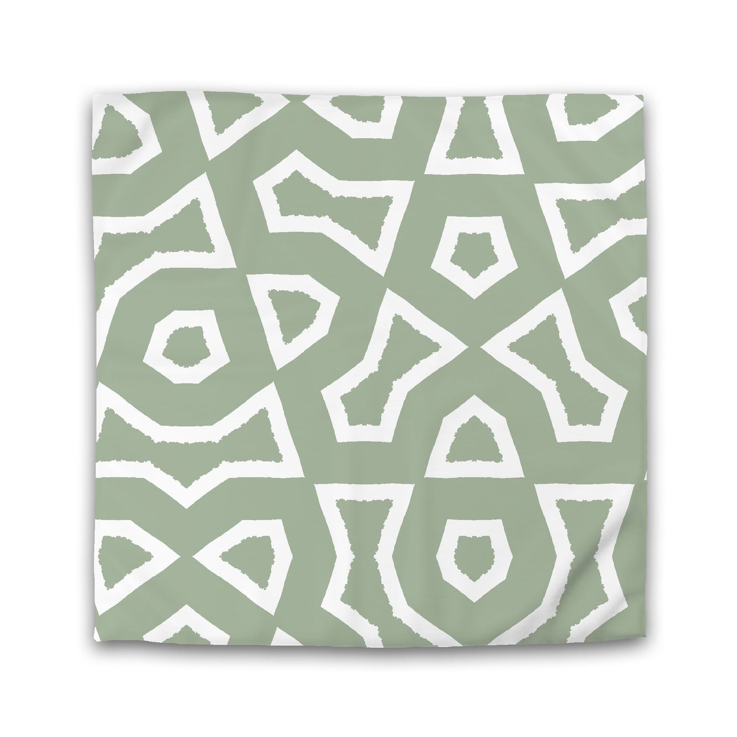 Green Cotton Sateen Duvet Cover, Bold Off-white Graphic | CSDU-1052-392
