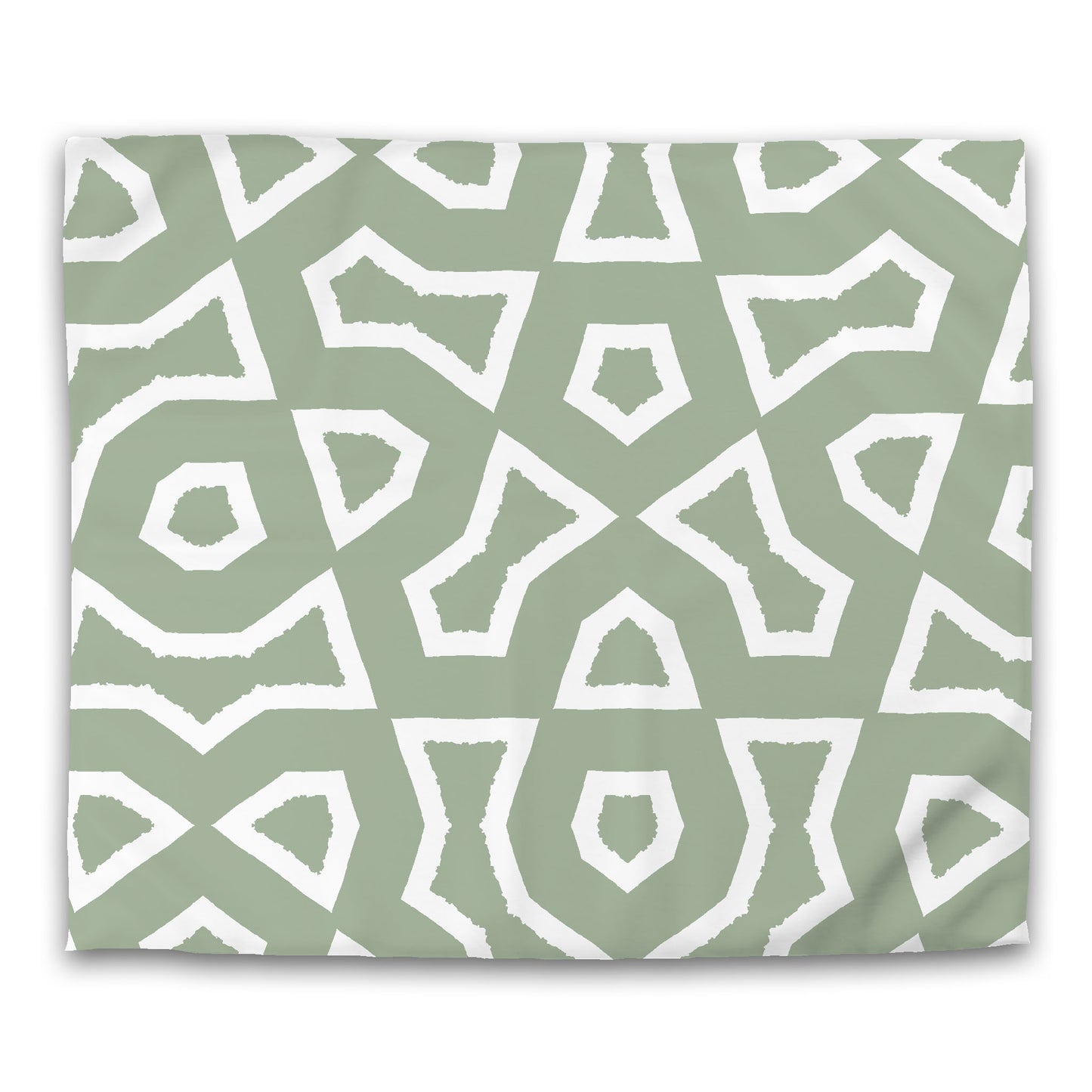Green Cotton Sateen Duvet Cover, Bold Off-white Graphic, CSDU-1052-392, King - 269 x  234 cm / 106 x 92 inches