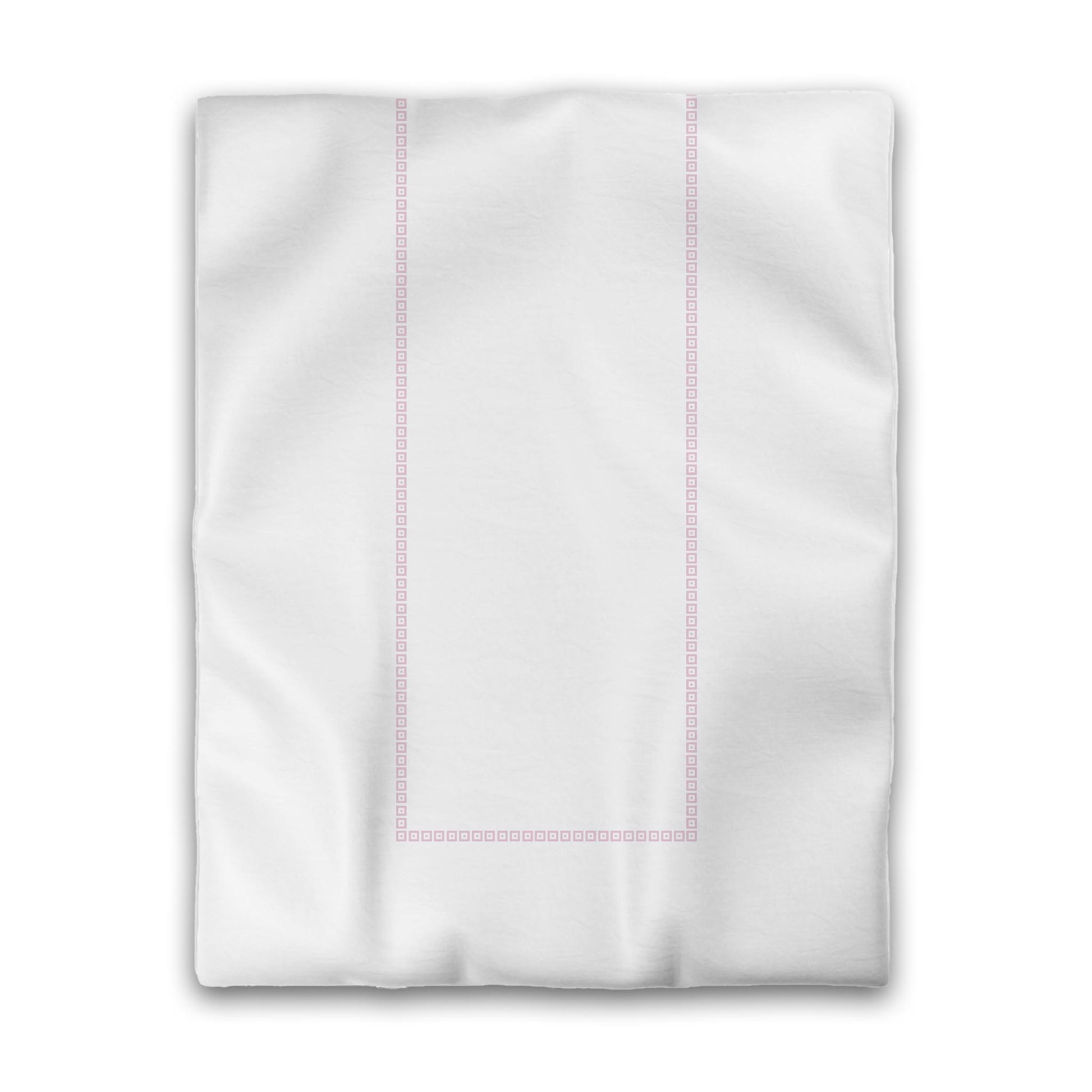 Off-white Cotton Sateen Duvet Cover, Pink Repeating Square Motif Print, Classic Border, CSDU-1081-121, Twin - 178 x 229 cm / 70 x 90 inches