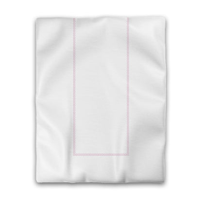 Off-white Cotton Sateen Duvet Cover, Pink Repeating Square Motif Print, Classic Border, CSDU-1081-121, Twin - 178 x 229 cm / 70 x 90 inches