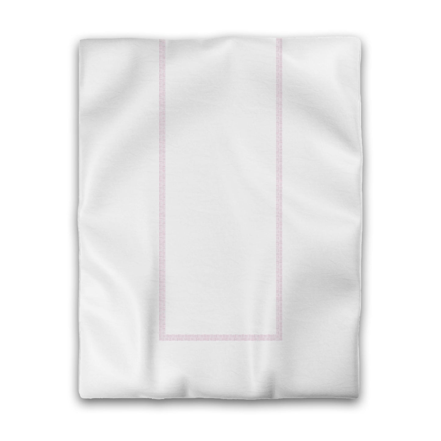 Off-white Cotton Sateen Duvet Cover, Pink Double Weave Motif Print, Classic Border, CSDU-1081-143, Twin - 178 x 229 cm / 70 x 90 inches