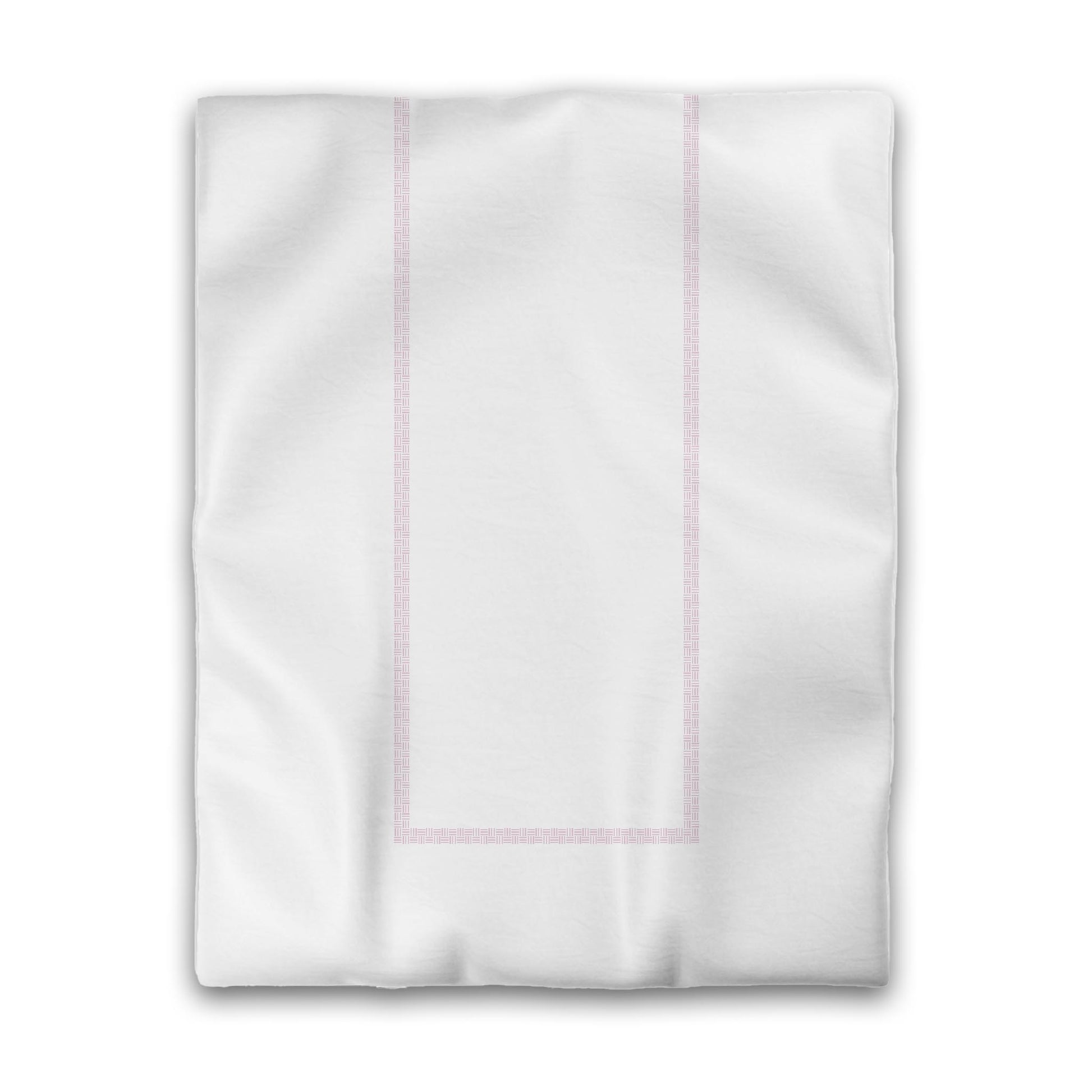 Off-white Cotton Sateen Duvet Cover, Pink Double Weave Motif Print, Classic Border, CSDU-1081-143, Twin - 178 x 229 cm / 70 x 90 inches