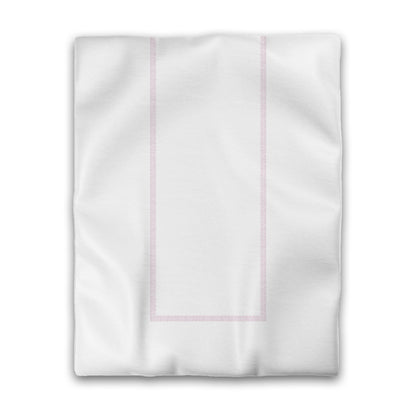 Off-white Cotton Sateen Duvet Cover, Pink Double Weave Motif Print, Classic Border, CSDU-1081-143, Twin - 178 x 229 cm / 70 x 90 inches
