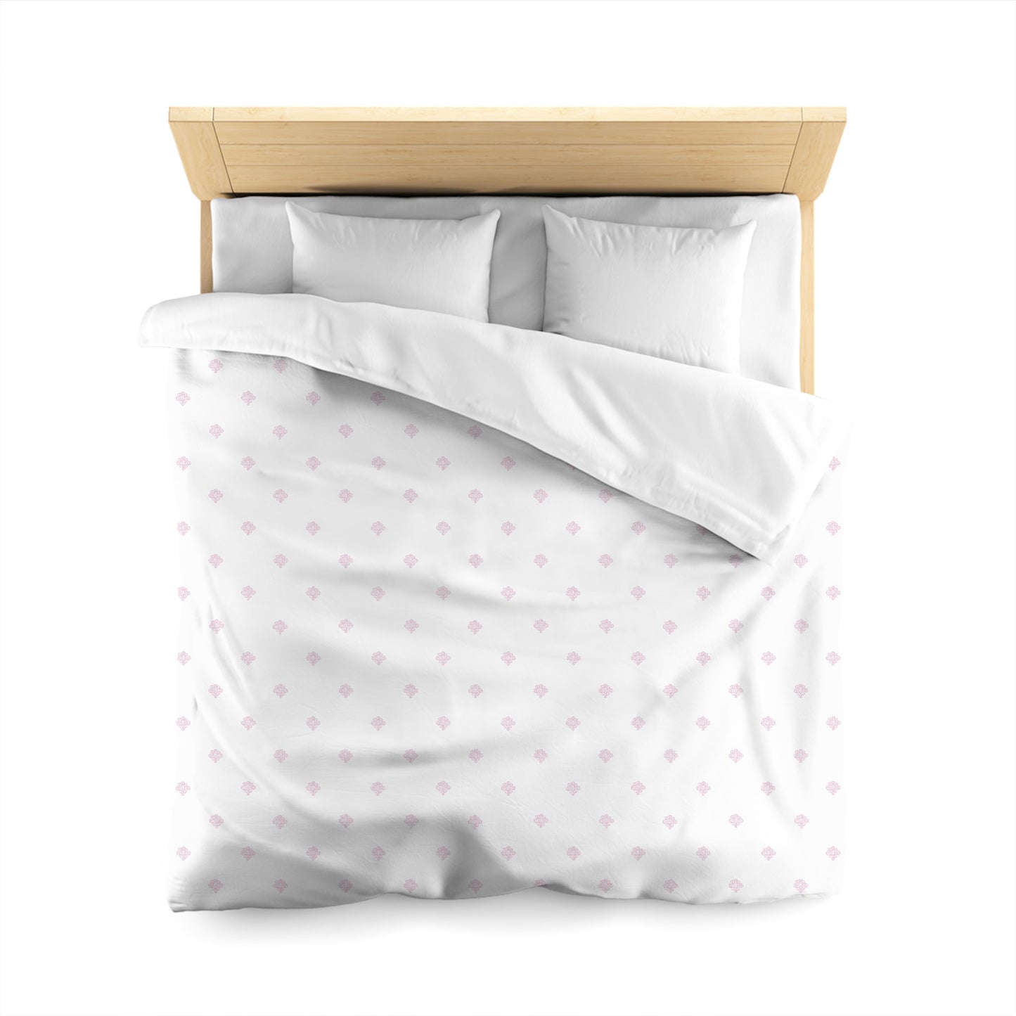 Off-white Cotton Sateen Duvet Cover, Pink Hand-painted Swizzle Motif Print, CSDU-1081-171, Queen - 229 x 229 cm / 90 x 90 inches